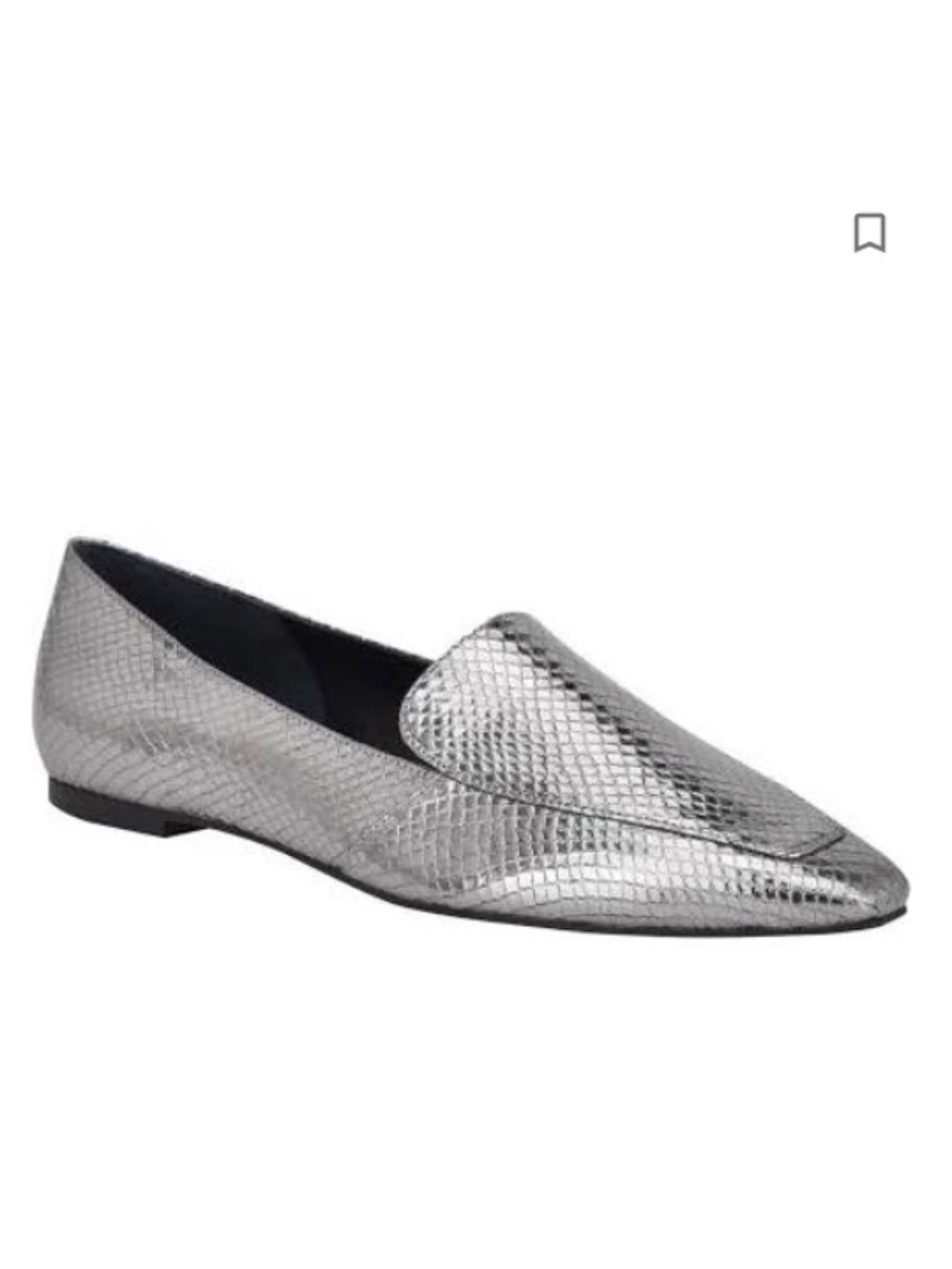 Marc Fisher Enaba Square Toe Pewter Leather Loafer NEW